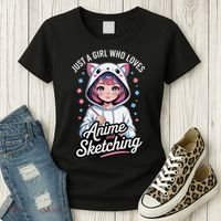 Anime Girl With Cat Ears Holding Marker Women's T-Shirt thumb 3