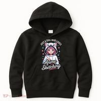 Anime Girl With Cat Ears Holding Marker Kids Hoodie thumb 0