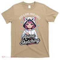 Anime Girl With Cat Ears Holding Marker T-Shirt thumb 0