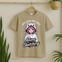 Anime Girl With Cat Ears Holding Marker T-Shirt thumb 2