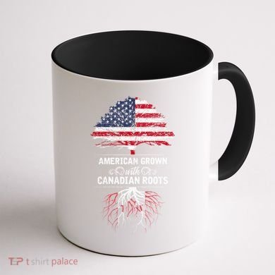 American Grown With Canadian Roots Canada Gift Coffee Mug back