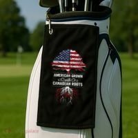 American Grown With Canadian Roots Canada Gift Golf Towel thumb 2