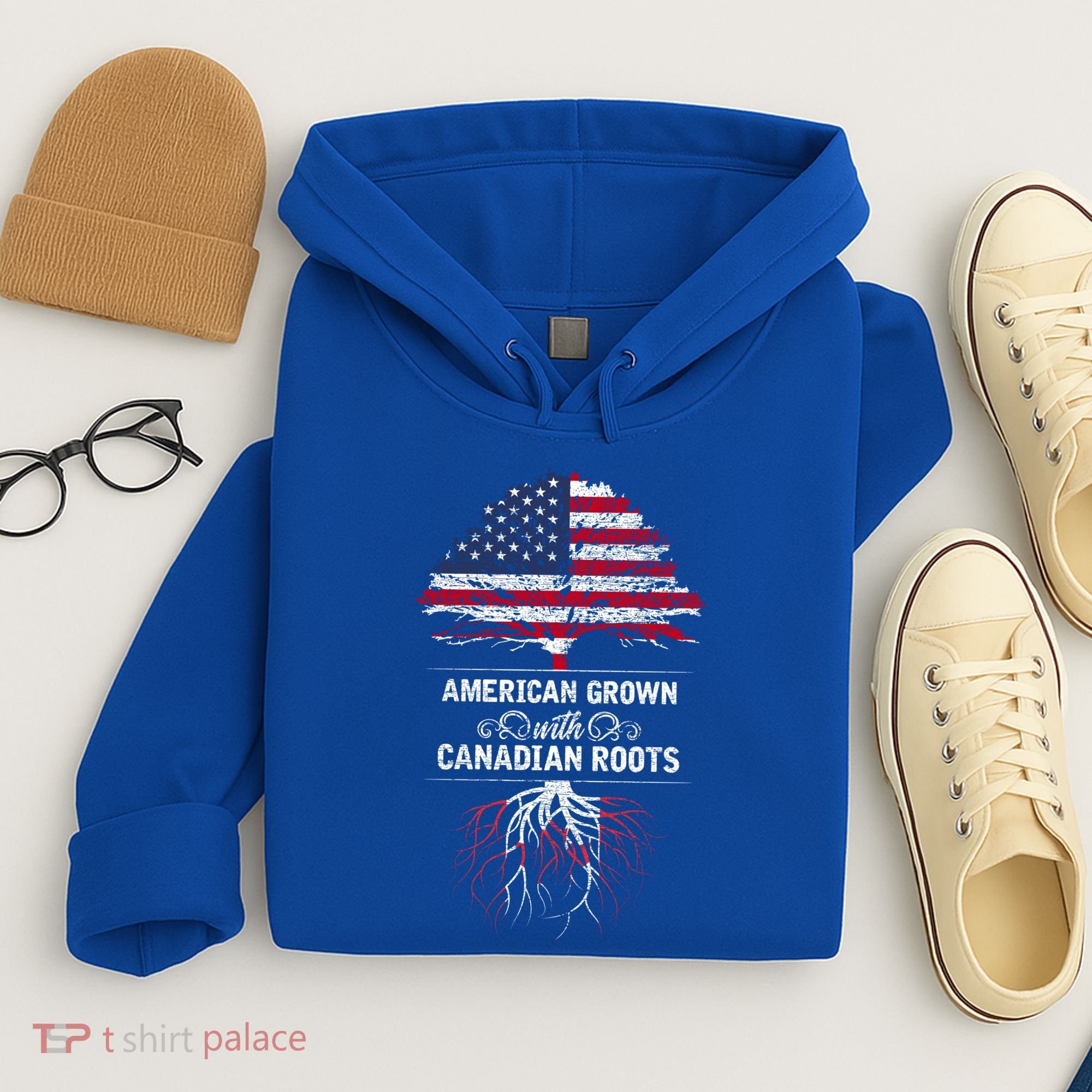 American Grown With Canadian Roots Canada Gift Hoodie