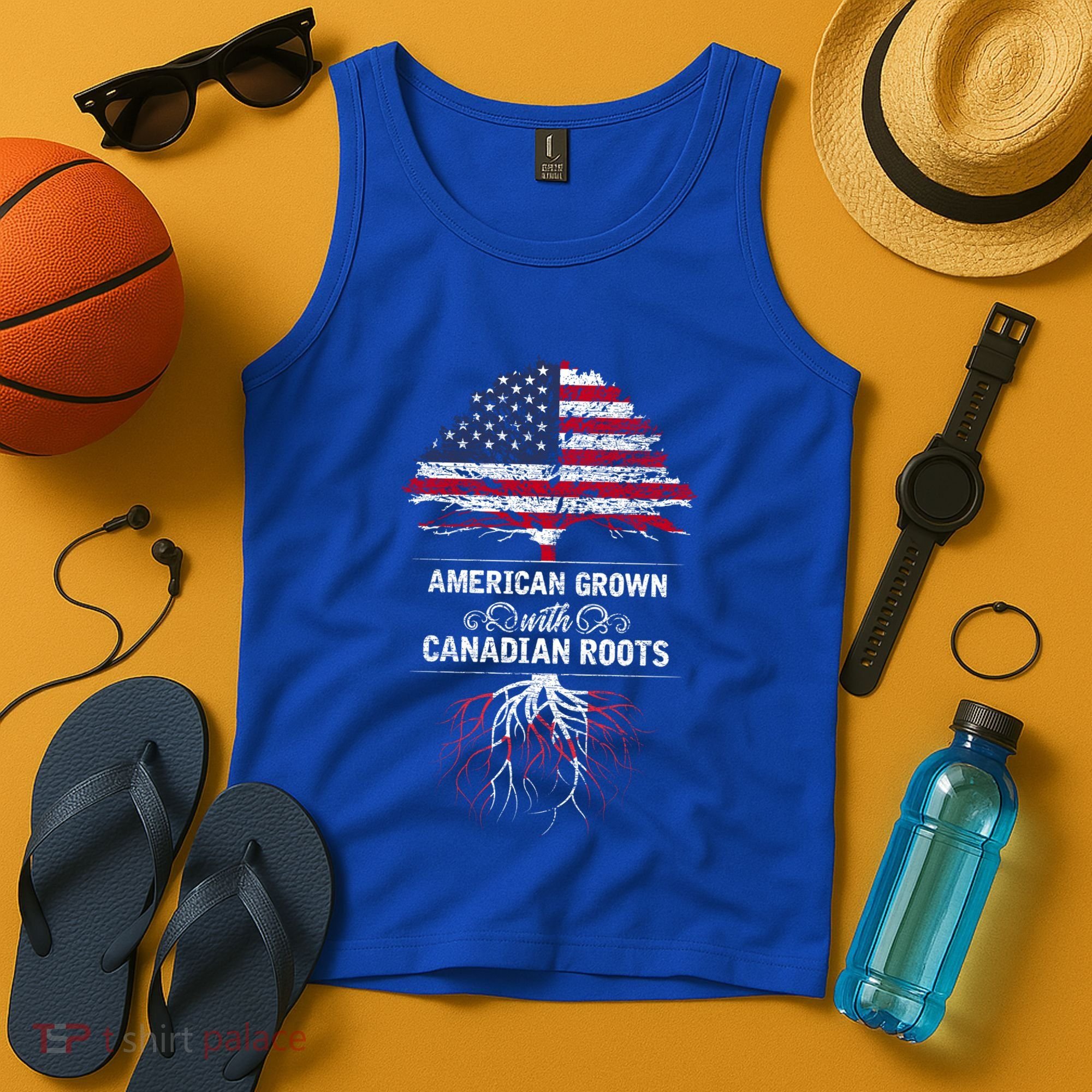 American Grown With Canadian Roots Canada Gift Tank Top