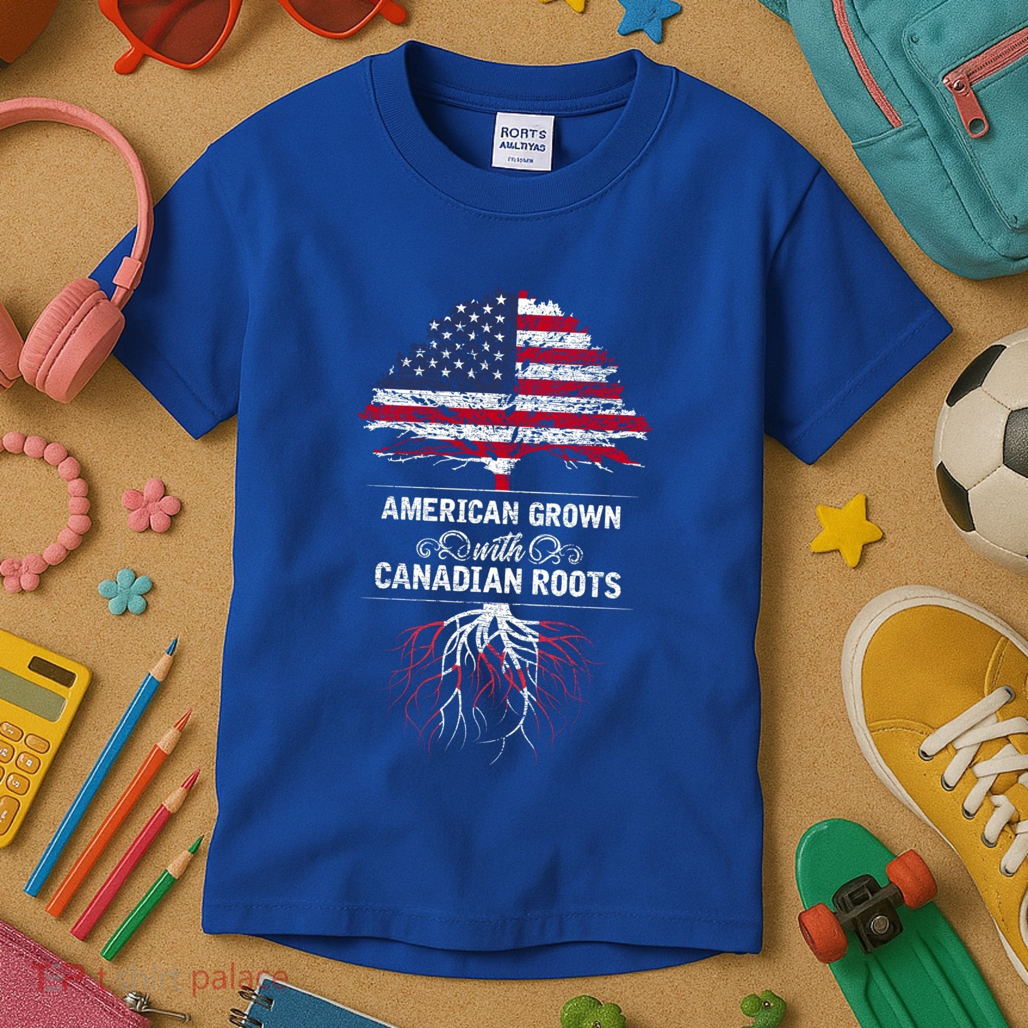 American Grown With Canadian Roots Canada Gift Kids T-Shirt