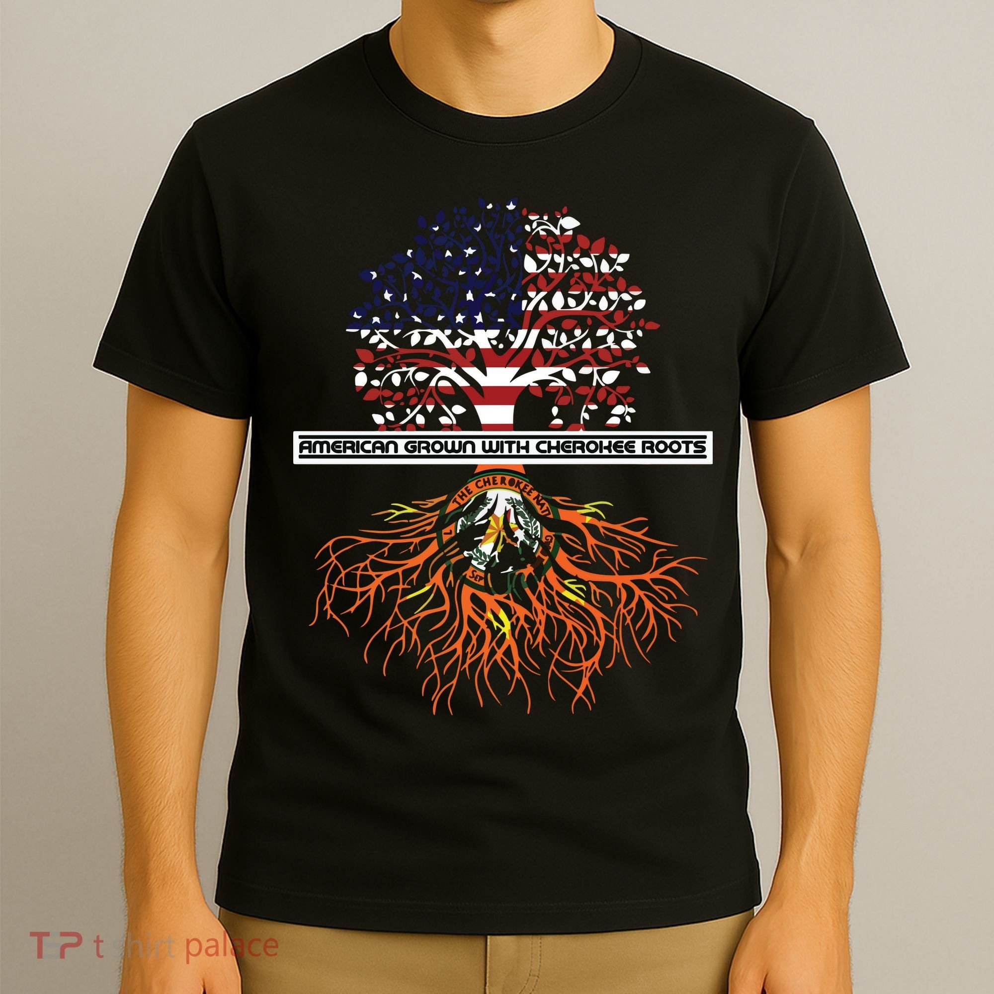 American Grown With Cherokee Roots Tribe Native American T-Shirt