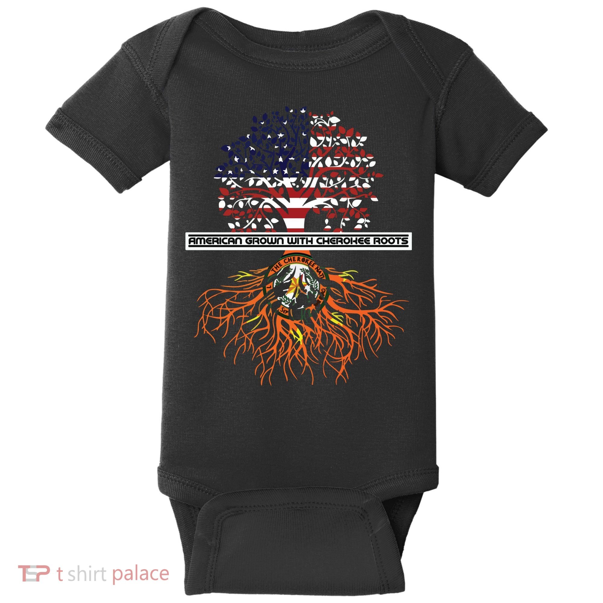 American Grown With Cherokee Roots Tribe Native American Baby Bodysuit