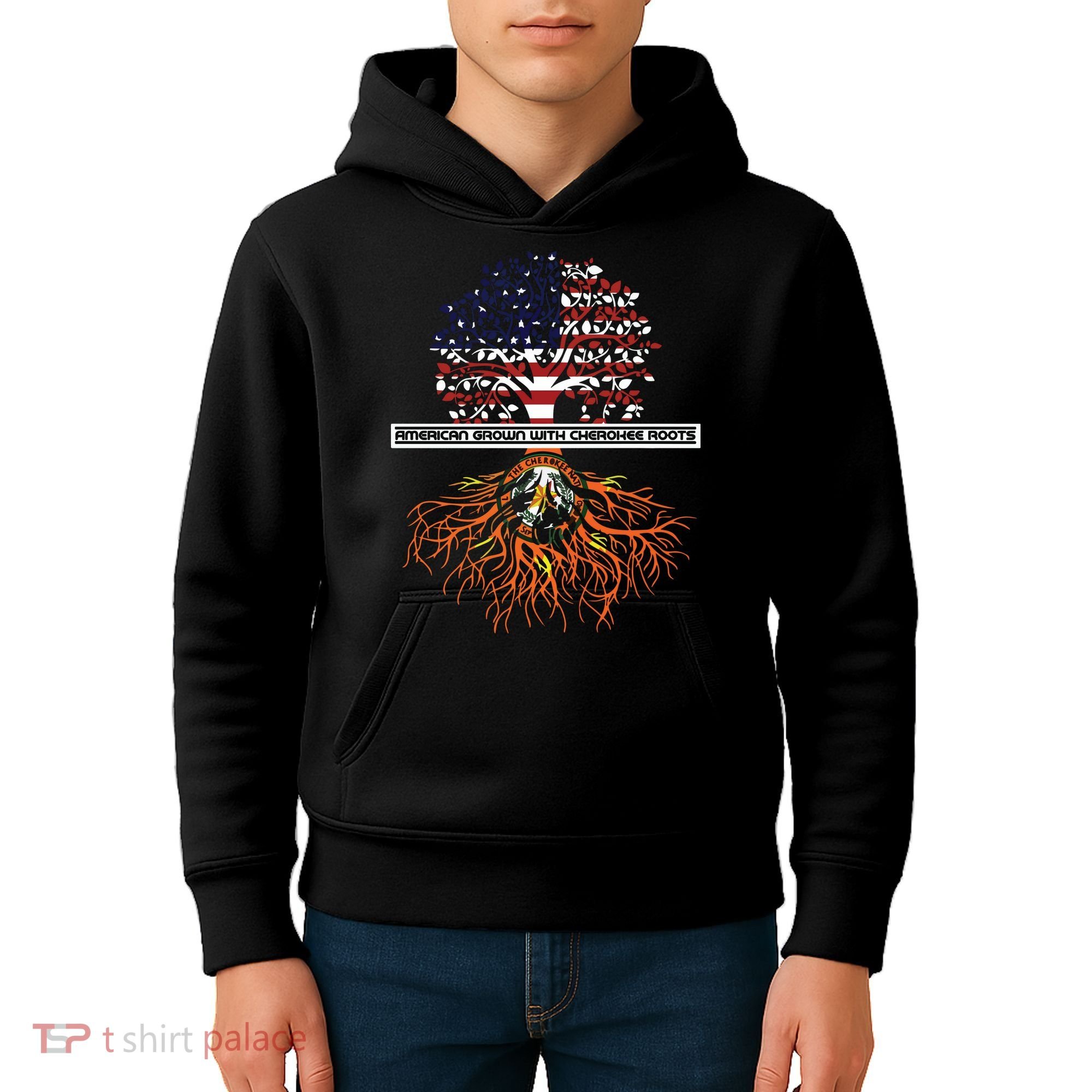 American Grown With Cherokee Roots Tribe Native American Kids Hoodie