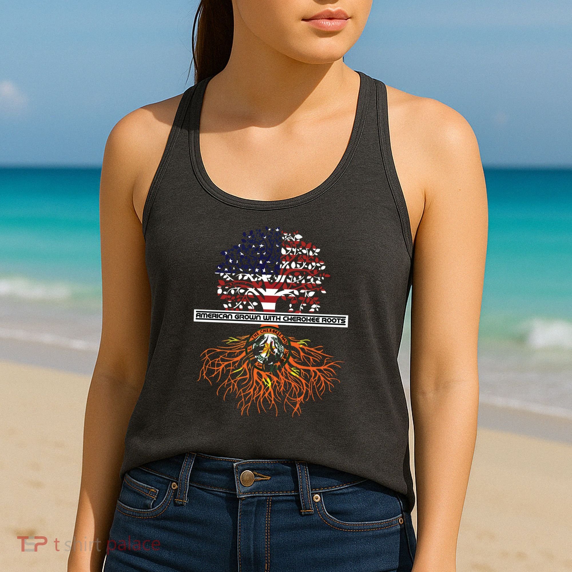 American Grown With Cherokee Roots Tribe Native American Women's Tank Top