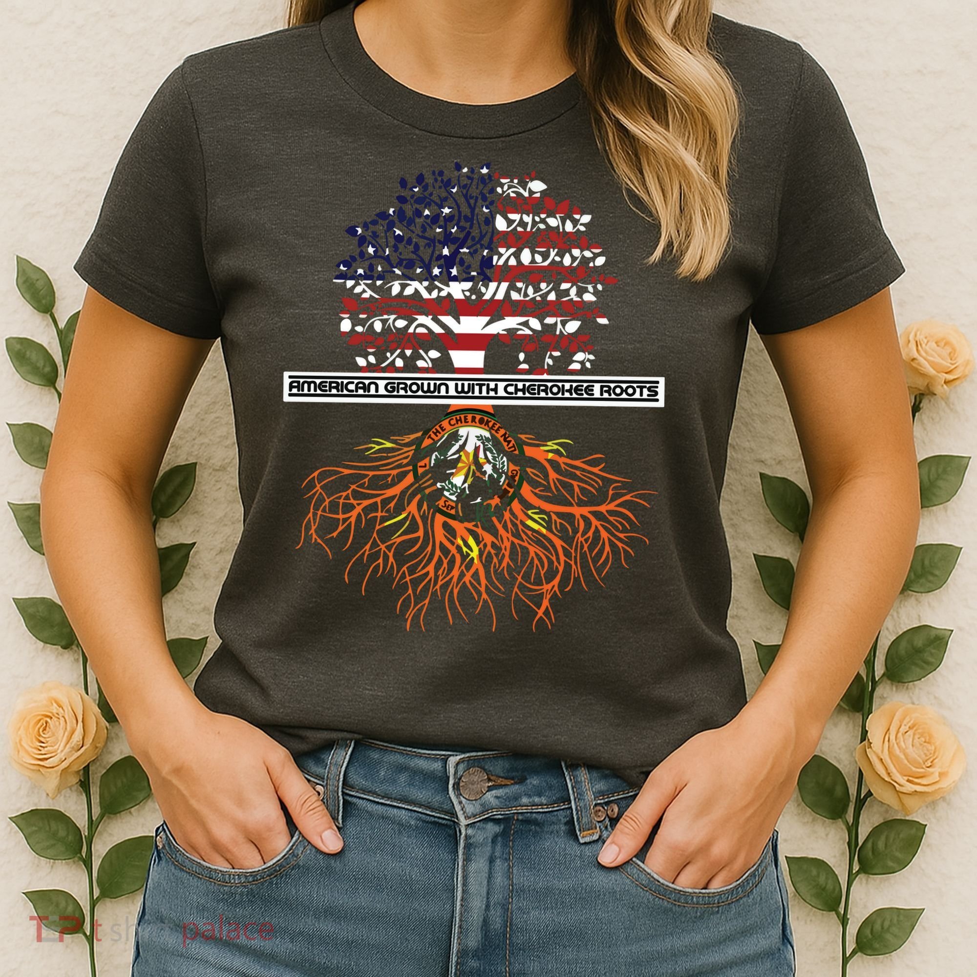 American Grown With Cherokee Roots Tribe Native American Women's T-Shirt