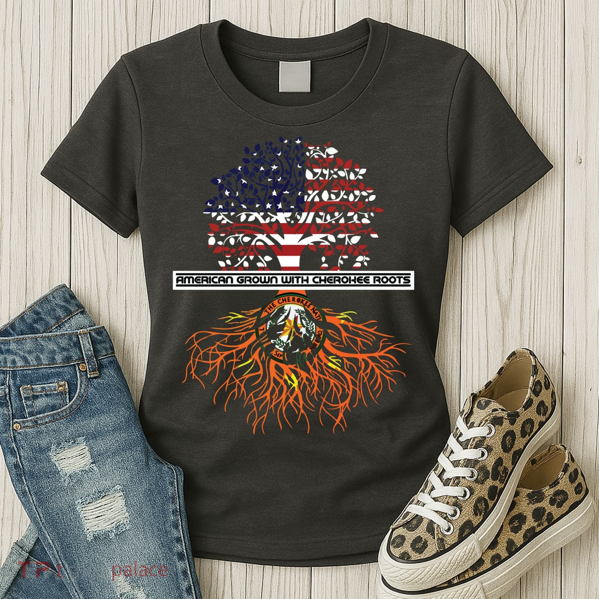American Grown With Cherokee Roots Tribe Native American Women's T-Shirt