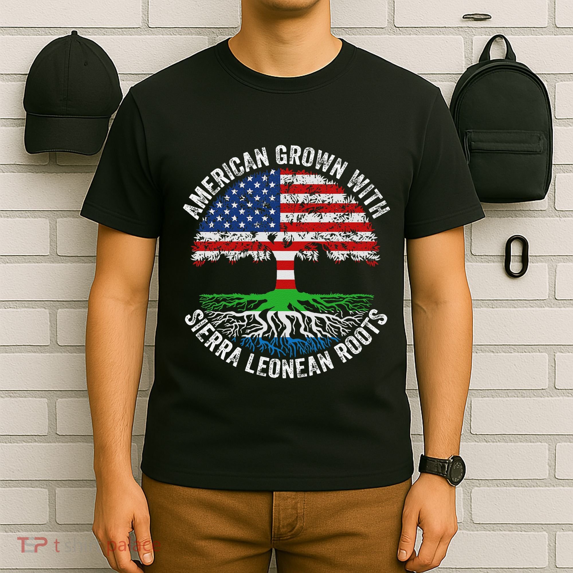 American Grown With Sierra Leonean Roots Sierra Leone Flag T-Shirt