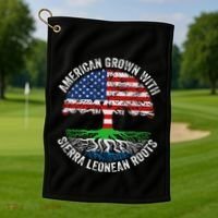American Grown With Sierra Leonean Roots Sierra Leone Flag Golf Towel thumb 1