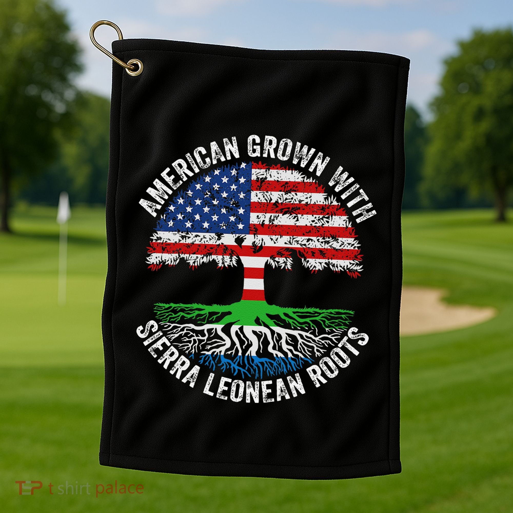 American Grown With Sierra Leonean Roots Sierra Leone Flag Golf Towel