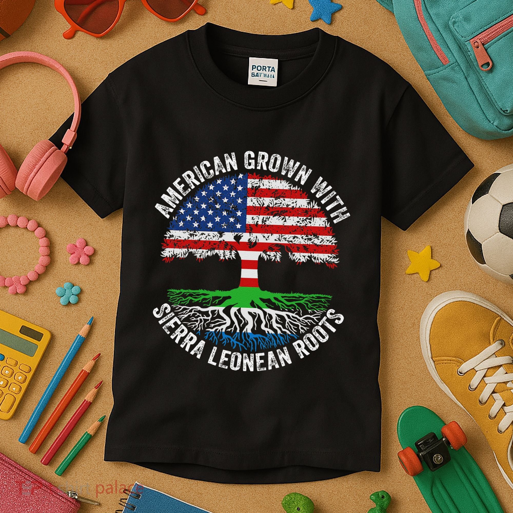 American Grown With Sierra Leonean Roots Sierra Leone Flag Kids T-Shirt