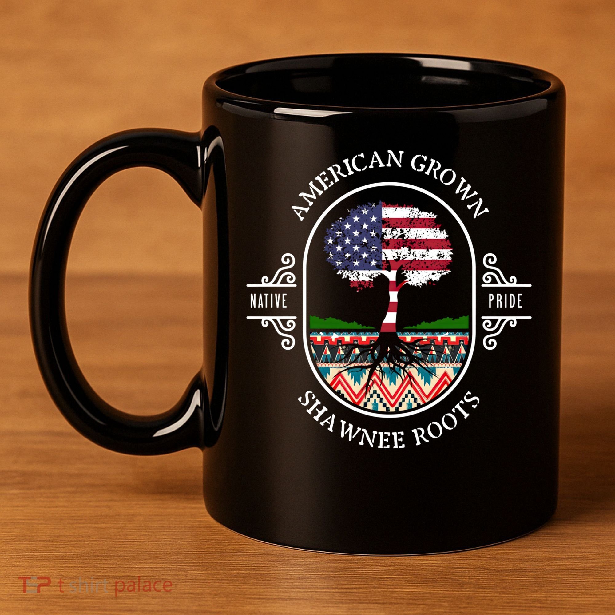 American Grown With Shawnee Tribe Roots Native Indian Pride Cool Gift 11oz C Handle Ceramic Mug