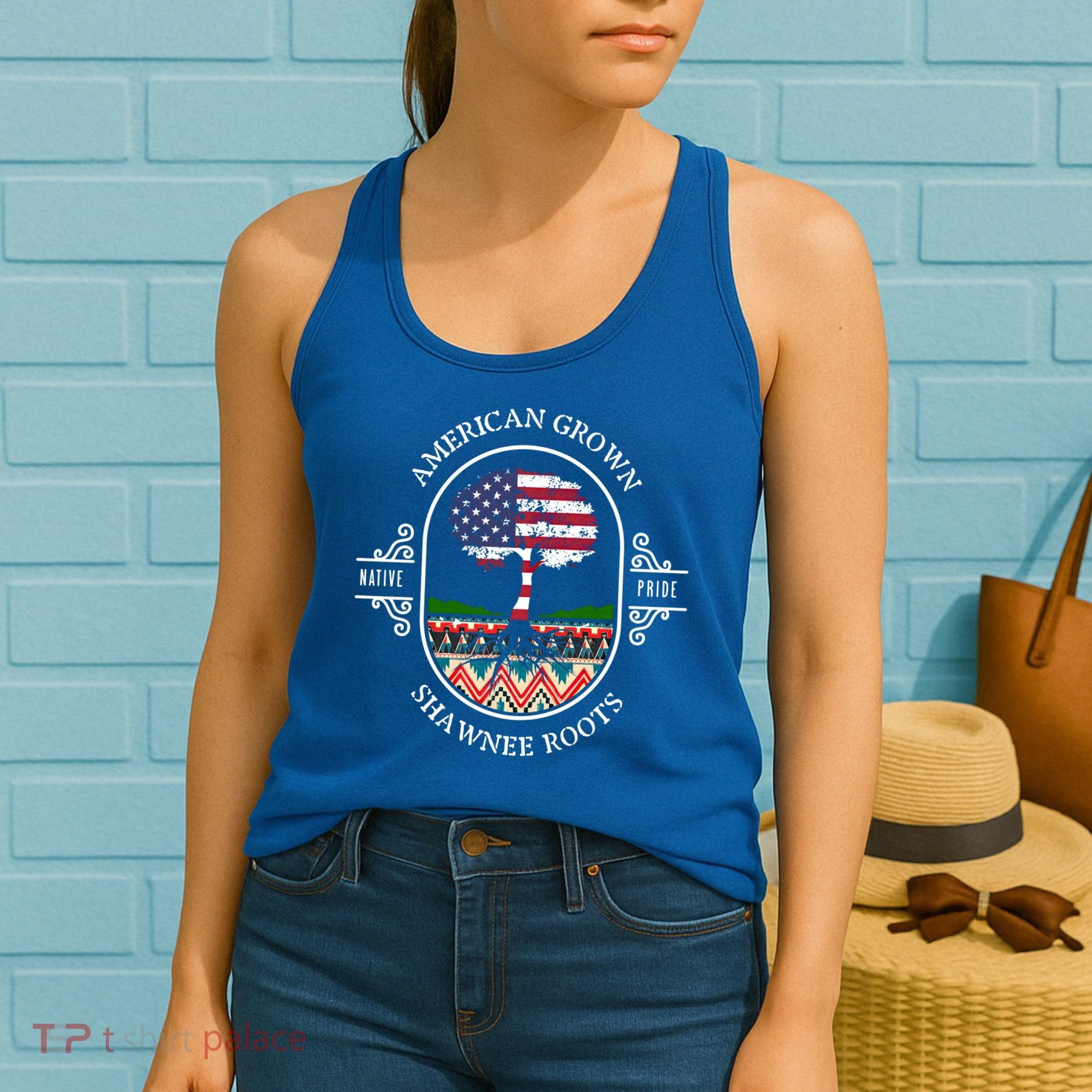 American Grown With Shawnee Tribe Roots Native Indian Pride Cool Gift Women's Tank Top