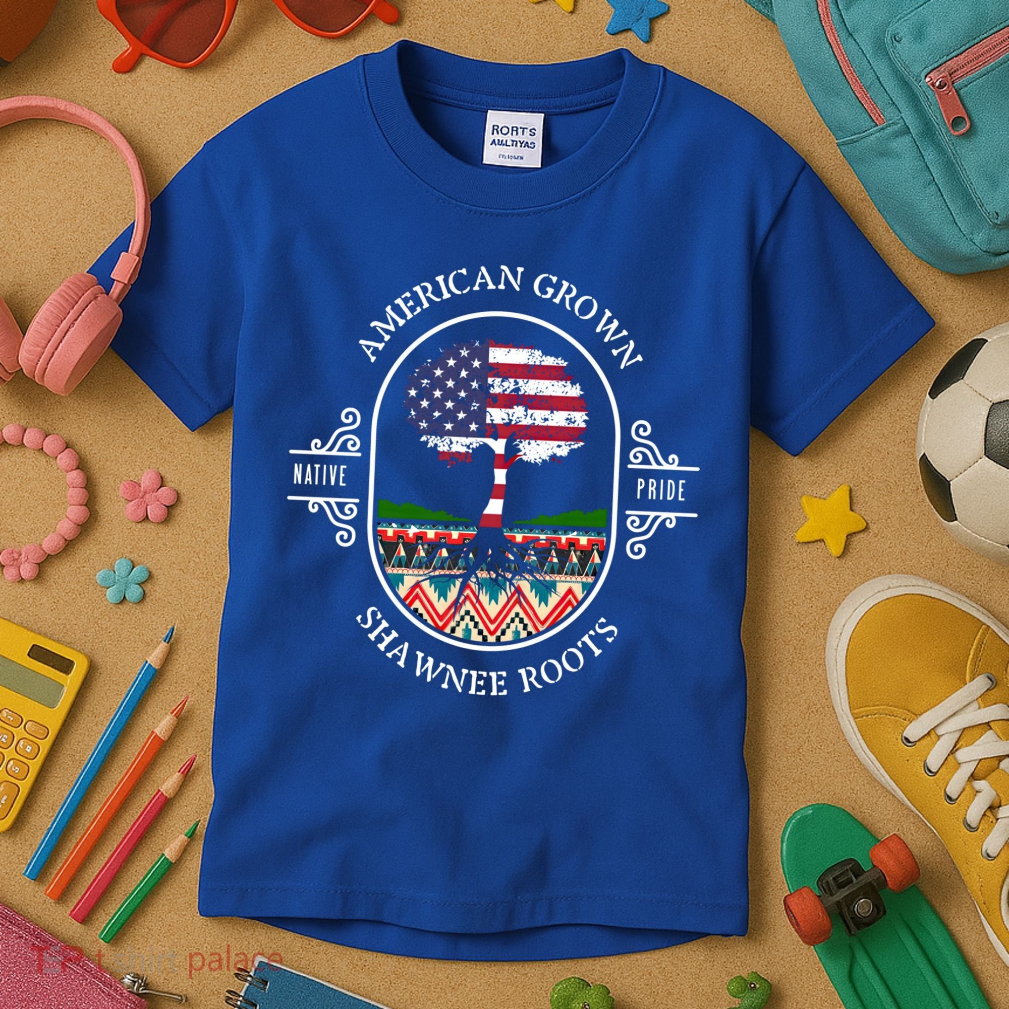 American Grown With Shawnee Tribe Roots Native Indian Pride Cool Gift Kids T-Shirt
