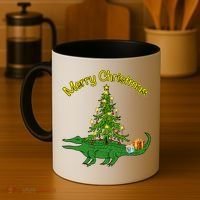 Alligator Gator With Xmas Tree Funny Gift Holiday Merry Christmas Cool Gift Coffee Mug thumb 4