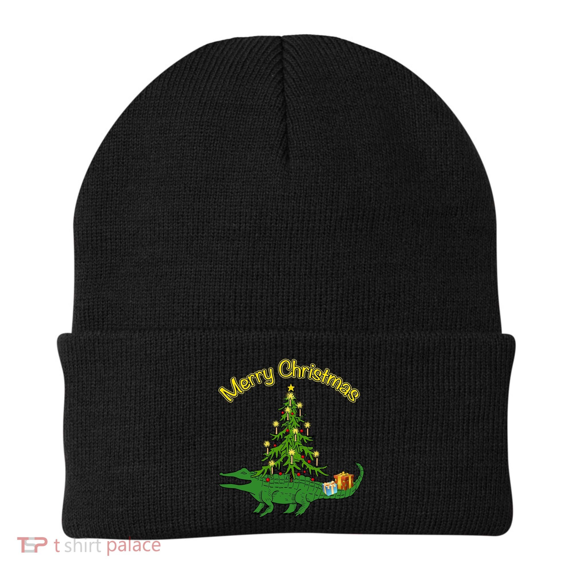 Alligator Gator With Xmas Tree Funny Gift Holiday Merry Christmas Cool Gift Beanie