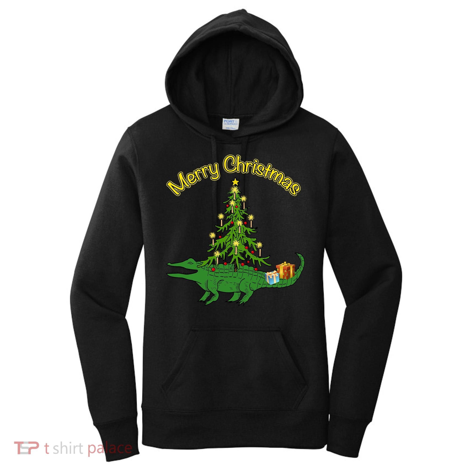 Alligator Gator With Xmas Tree Funny Gift Holiday Merry Christmas Cool Gift Women's Hoodie