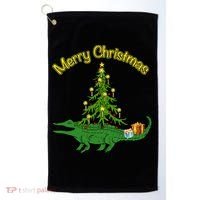 Alligator Gator With Xmas Tree Funny Gift Holiday Merry Christmas Cool Gift Golf Towel thumb 0