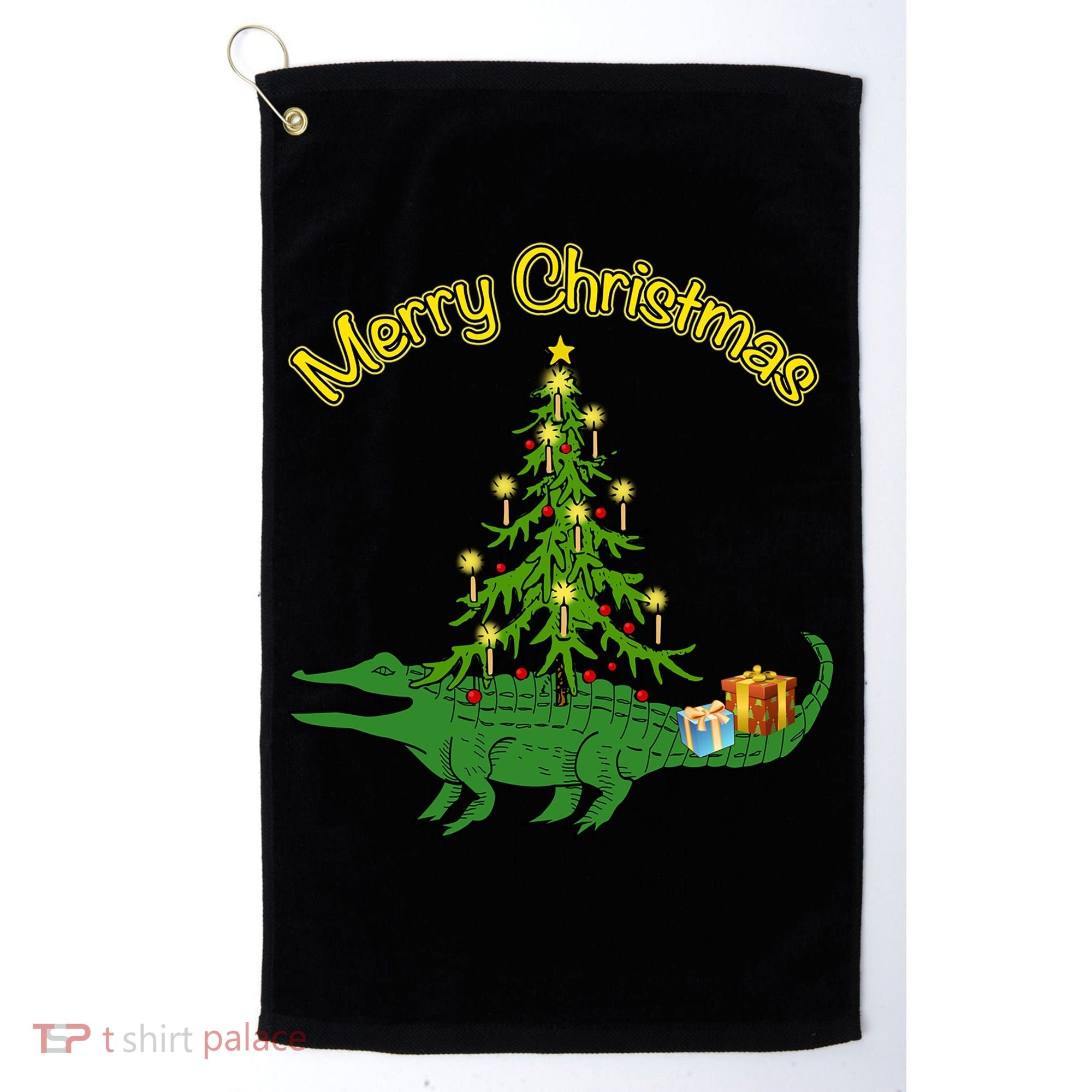 Alligator Gator With Xmas Tree Funny Gift Holiday Merry Christmas Cool Gift Golf Towel