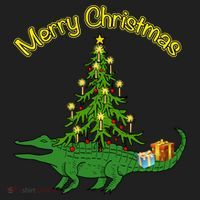 Alligator Gator With Xmas Tree Funny Gift Holiday Merry Christmas Cool Gift Golf Towel thumb 3