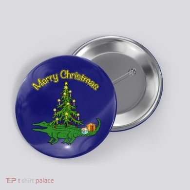 Alligator Gator With Xmas Tree Funny Gift Holiday Merry Christmas Cool Gift Button