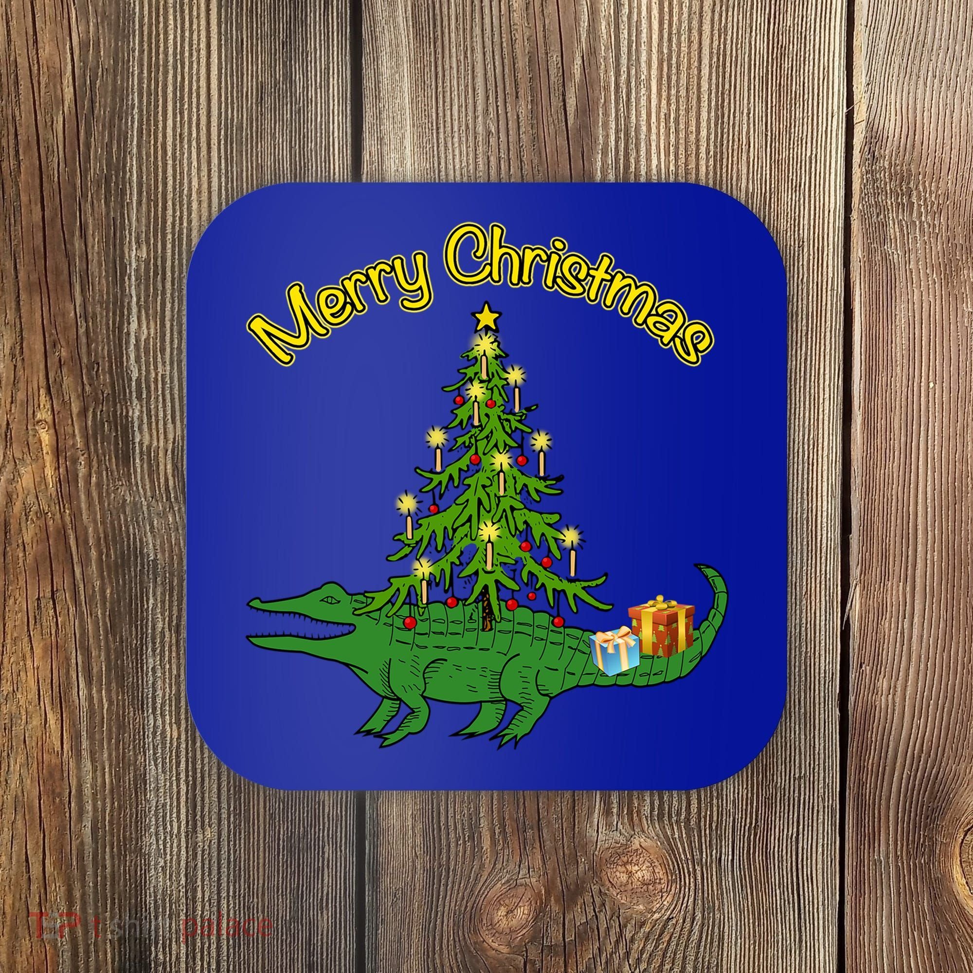 Alligator Gator With Xmas Tree Funny Gift Holiday Merry Christmas Cool Gift Coaster
