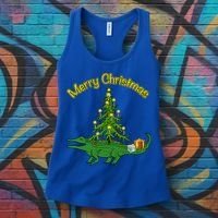 Alligator Gator With Xmas Tree Funny Gift Holiday Merry Christmas Cool Gift Women's Tank Top thumb 3