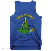 Alligator Gator With Xmas Tree Funny Gift Holiday Merry Christmas Cool Gift Tank Top thumb 0