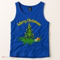 Alligator Gator With Xmas Tree Funny Gift Holiday Merry Christmas Cool Gift Tank Top thumb 2