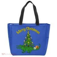 Alligator Gator With Xmas Tree Funny Gift Holiday Merry Christmas Cool Gift Tote Bag thumb 0