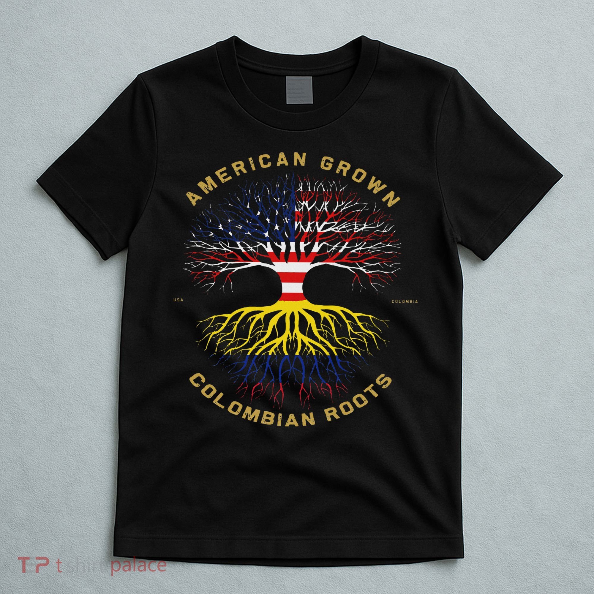 American Grown With Colombian Roots Tree Usa Flag Gifts T-Shirt