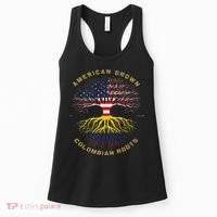 American Grown With Colombian Roots Tree Usa Flag Gifts Women's Tank Top thumb 0