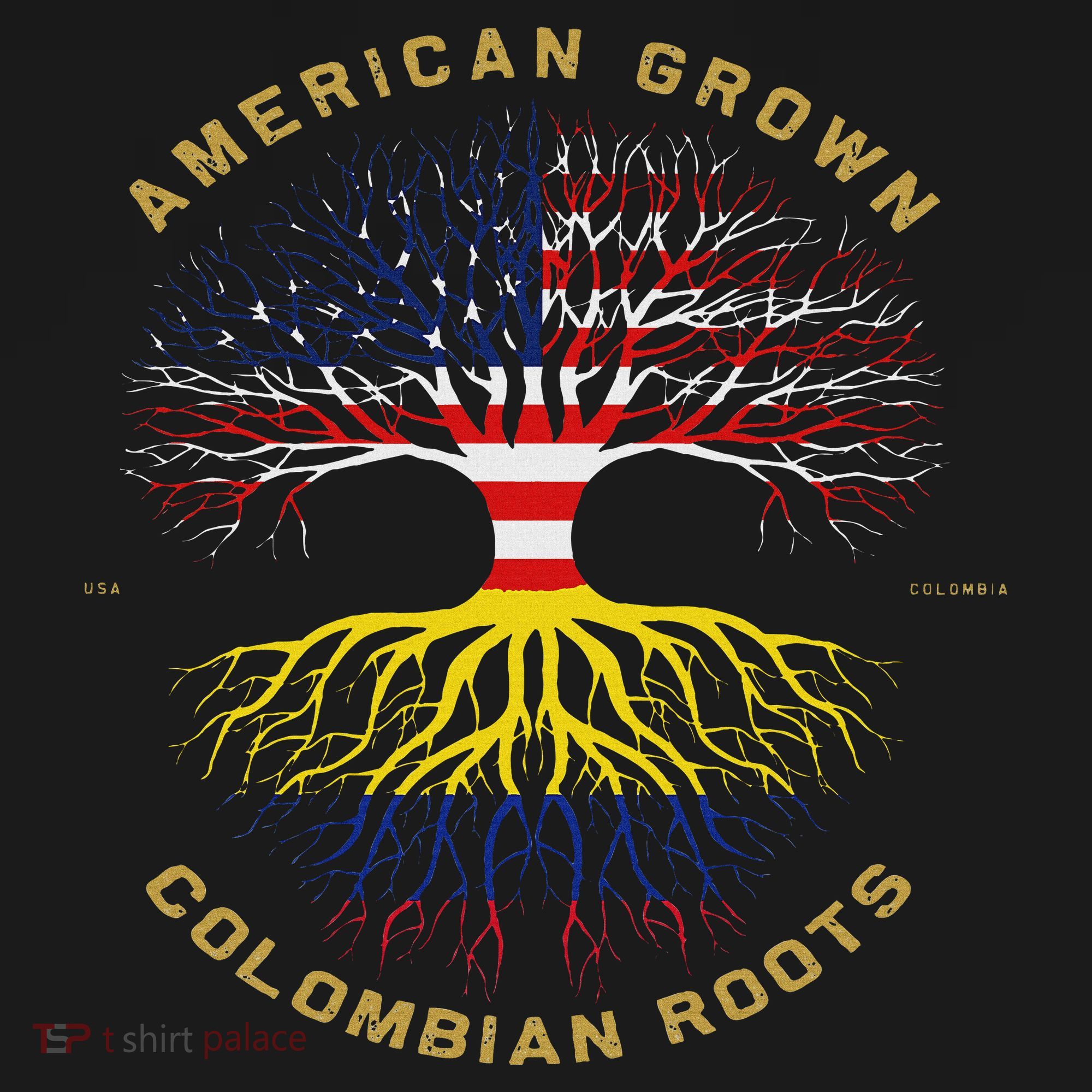 American Grown With Colombian Roots Tree Usa Flag Gifts Women's Tank Top