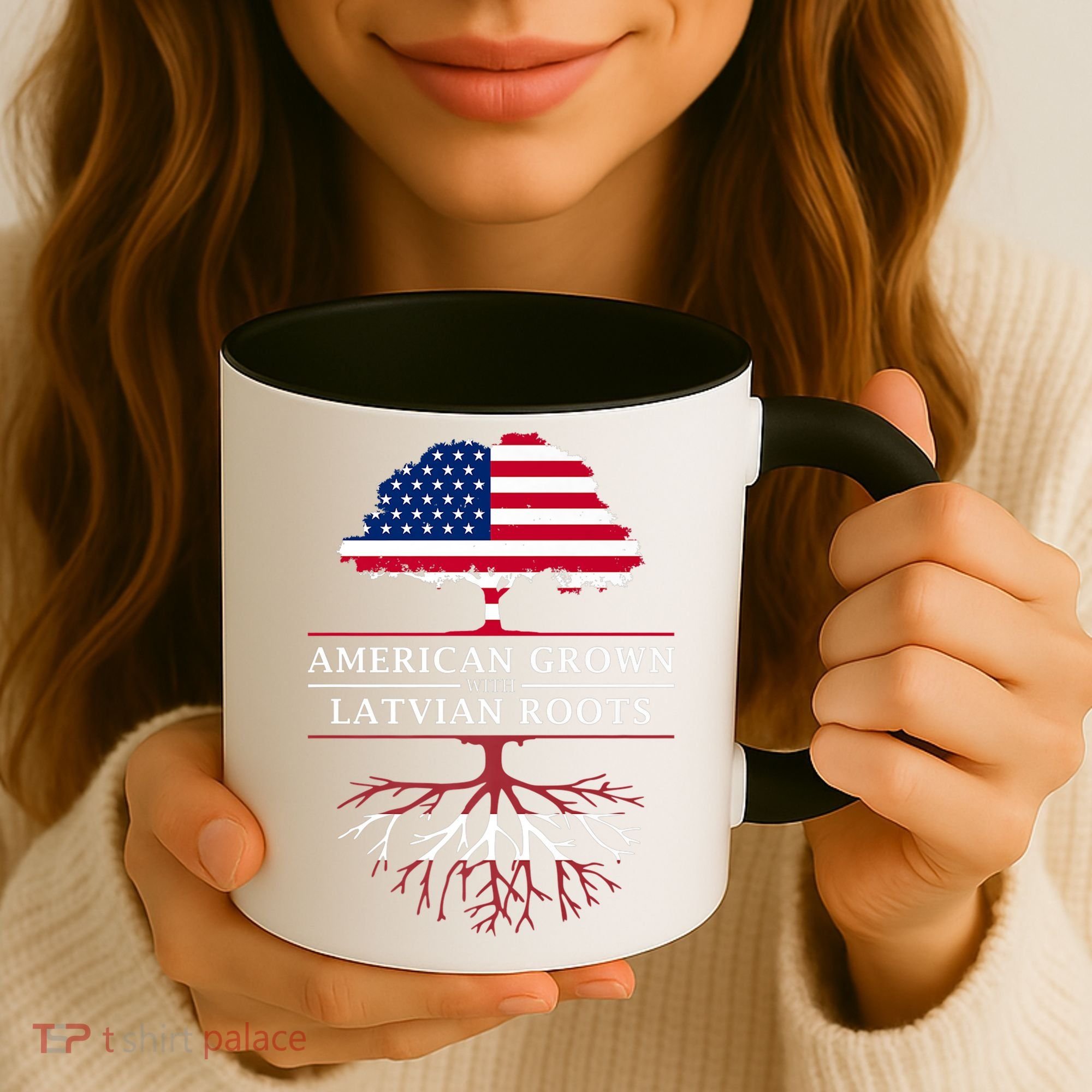 American Grown With Latvian Roots Gift Latvia Meaningful Gift Coffee Mug