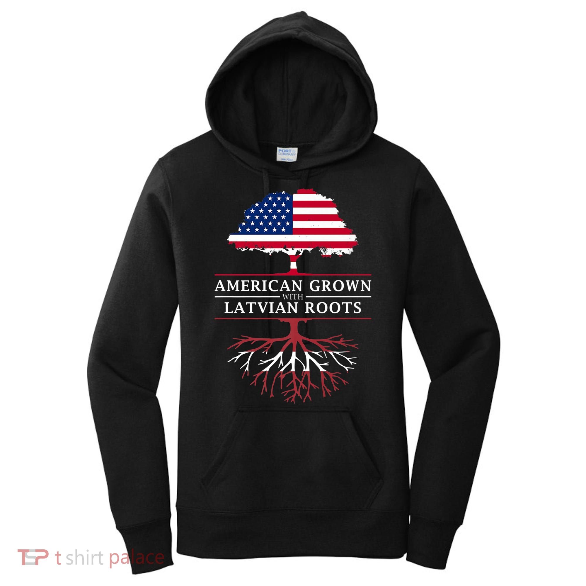 American Grown With Latvian Roots Gift Latvia Meaningful Gift Women's Hoodie