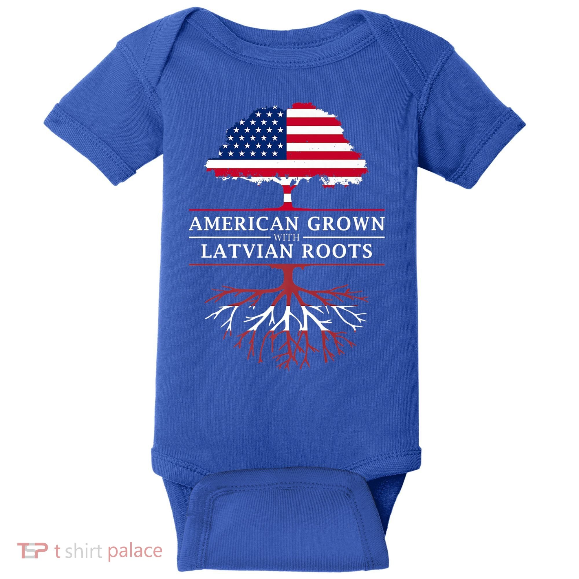 American Grown With Latvian Roots Gift Latvia Meaningful Gift Baby Bodysuit