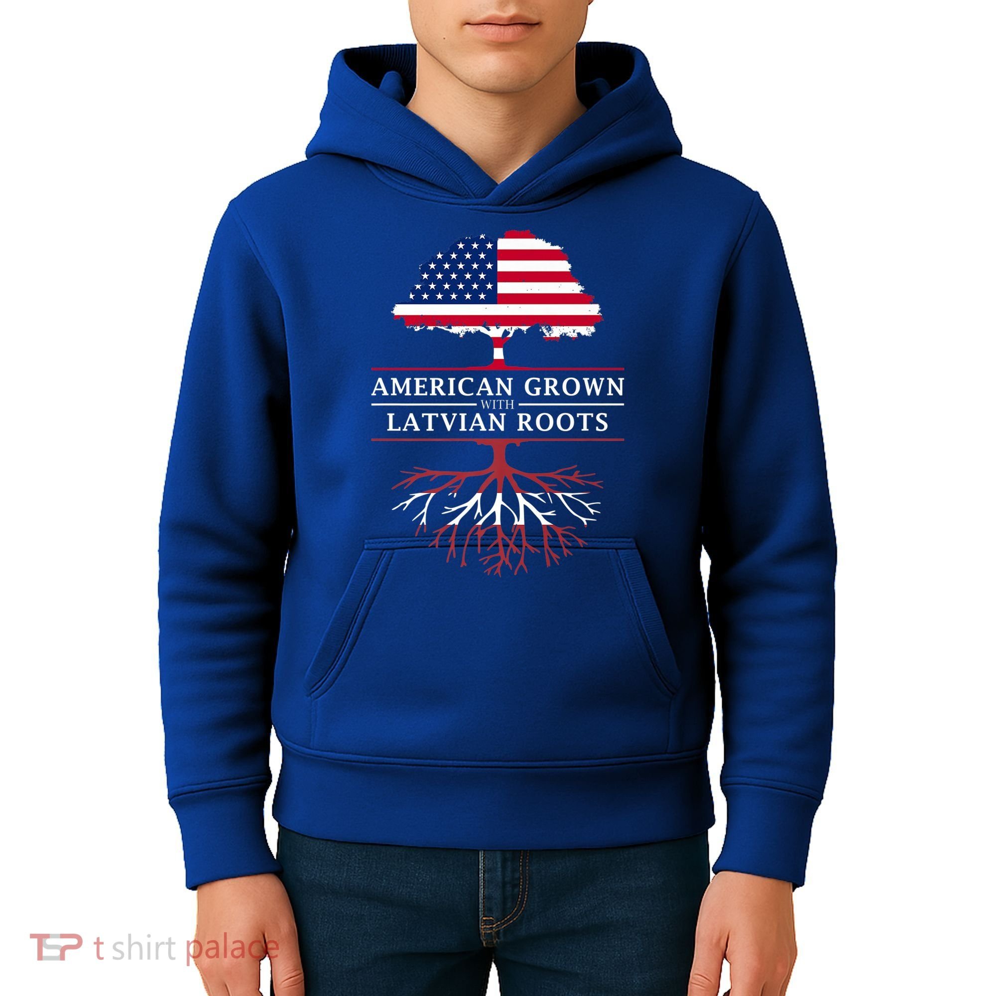 American Grown With Latvian Roots Gift Latvia Meaningful Gift Kids Hoodie