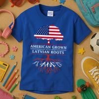American Grown With Latvian Roots Gift Latvia Meaningful Gift Kids T-Shirt thumb 3