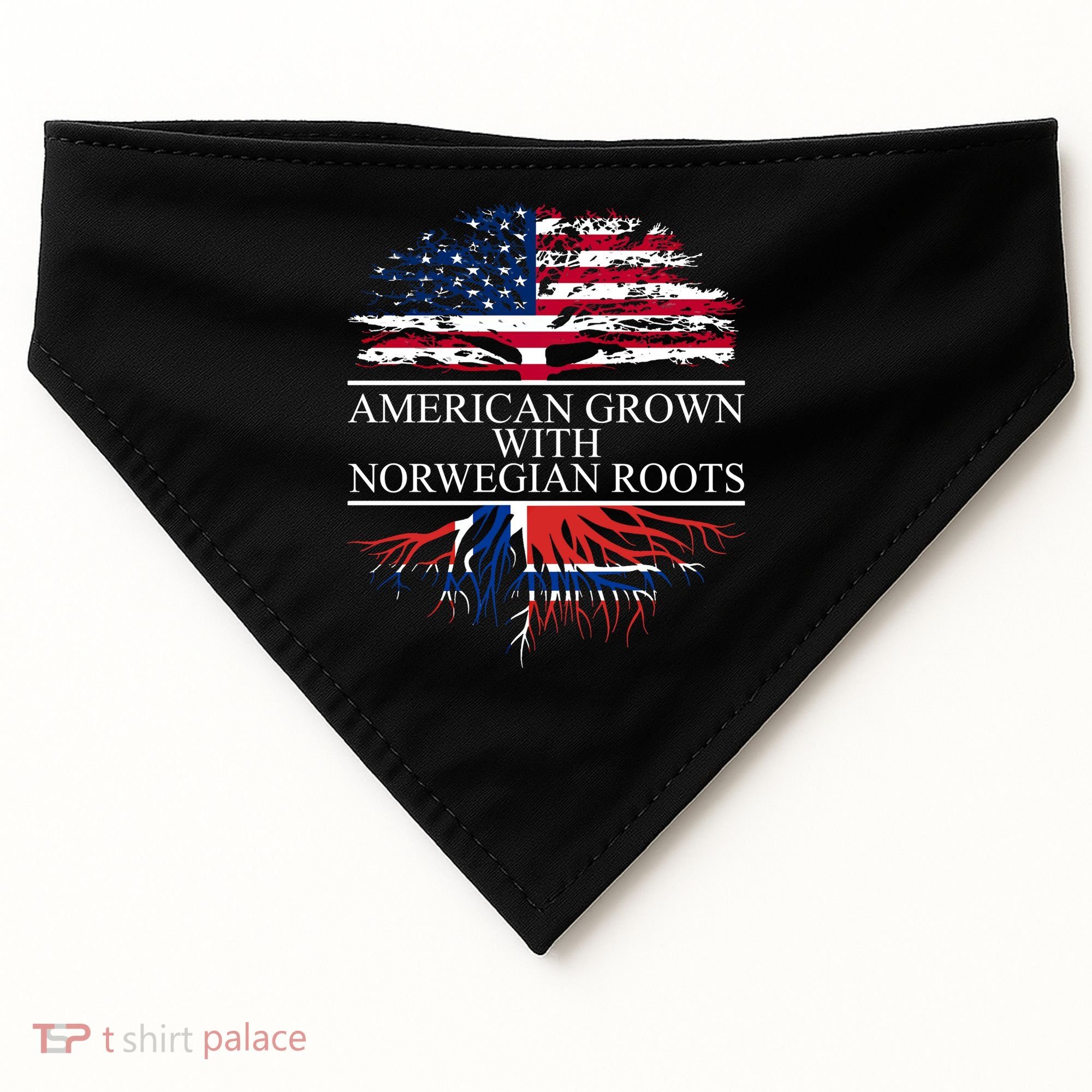 American Grown With Norwegian Roots Gift USA-Made Doggie Bandana