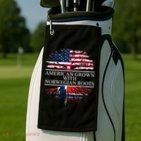 American Grown With Norwegian Roots Gift Golf Towel thumb 2
