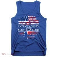 American Grown With Norwegian Roots Gift Tank Top thumb 0