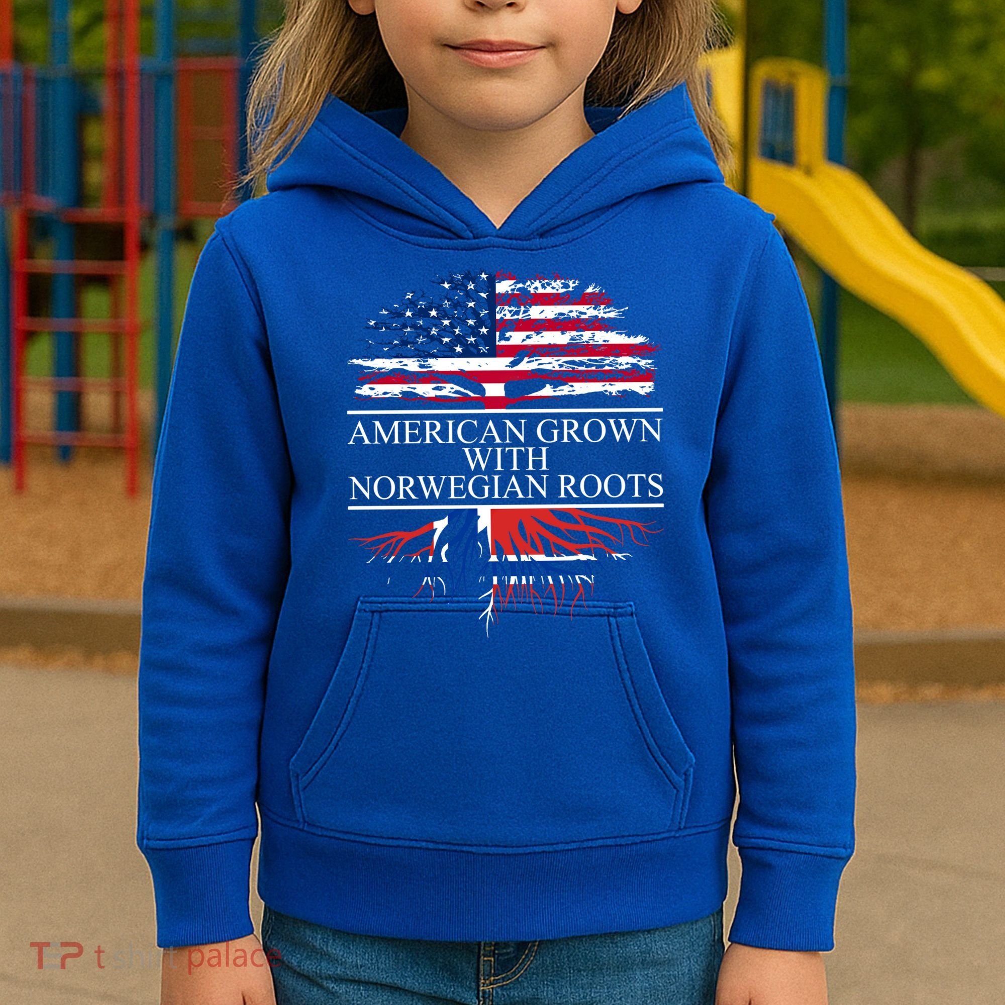 American Grown With Norwegian Roots Gift Kids Hoodie