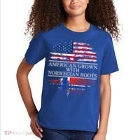 American Grown With Norwegian Roots Gift Kids T-Shirt thumb 2