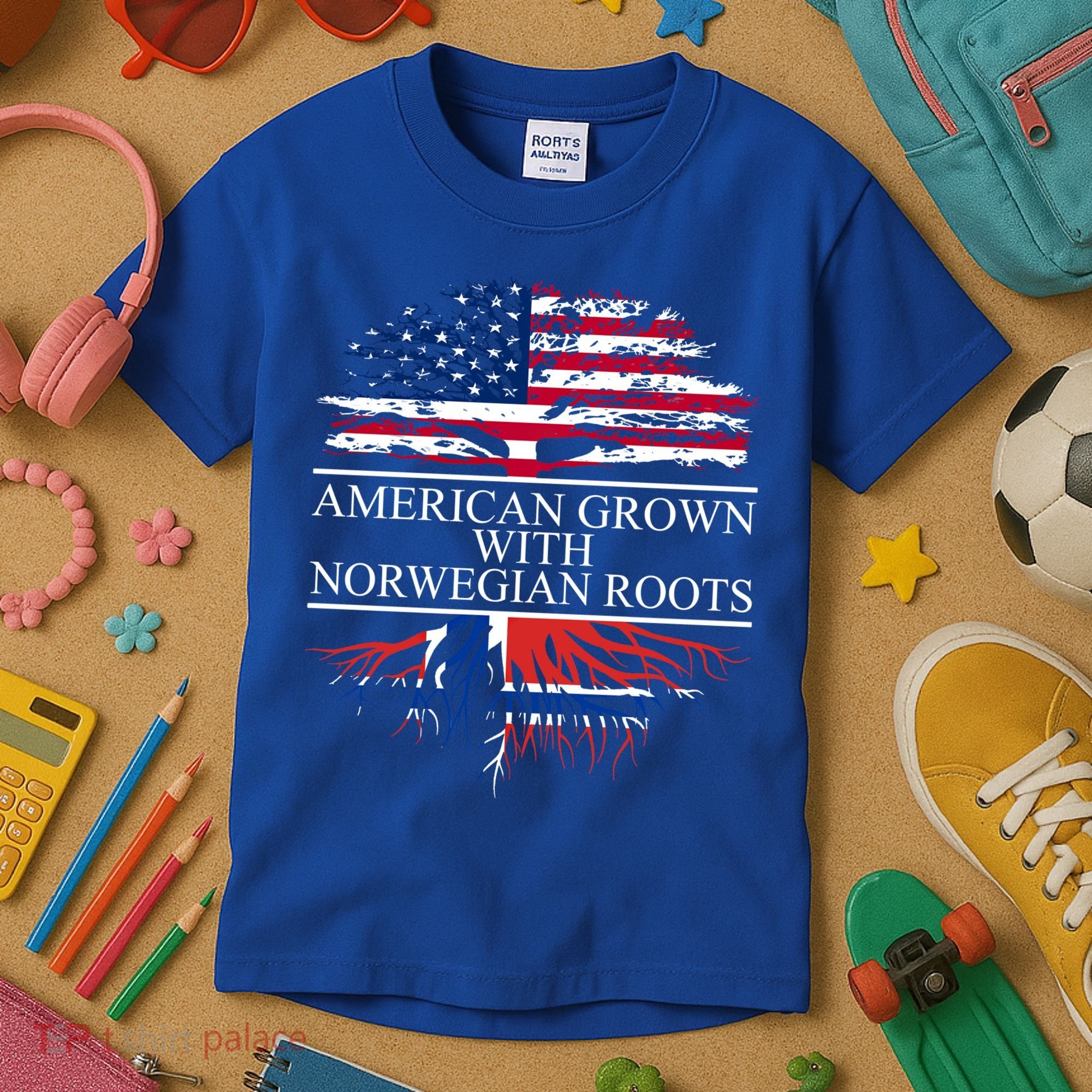 American Grown With Norwegian Roots Gift Kids T-Shirt
