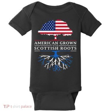 American Grown With Scottish Roots Scotland Baby Bodysuit