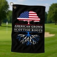 American Grown With Scottish Roots Scotland Golf Towel thumb 1